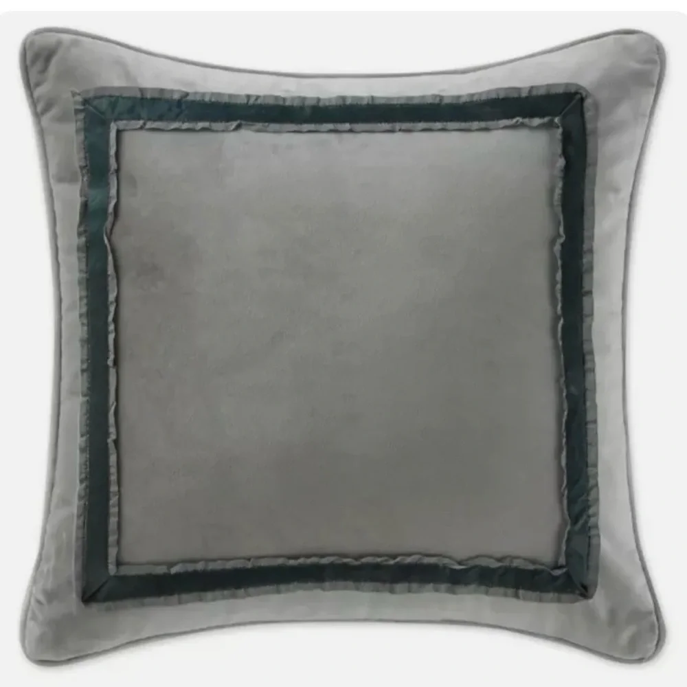 Waterford Linens Ansonia 14-Inch Square Throw Pillow in Pewter NWT